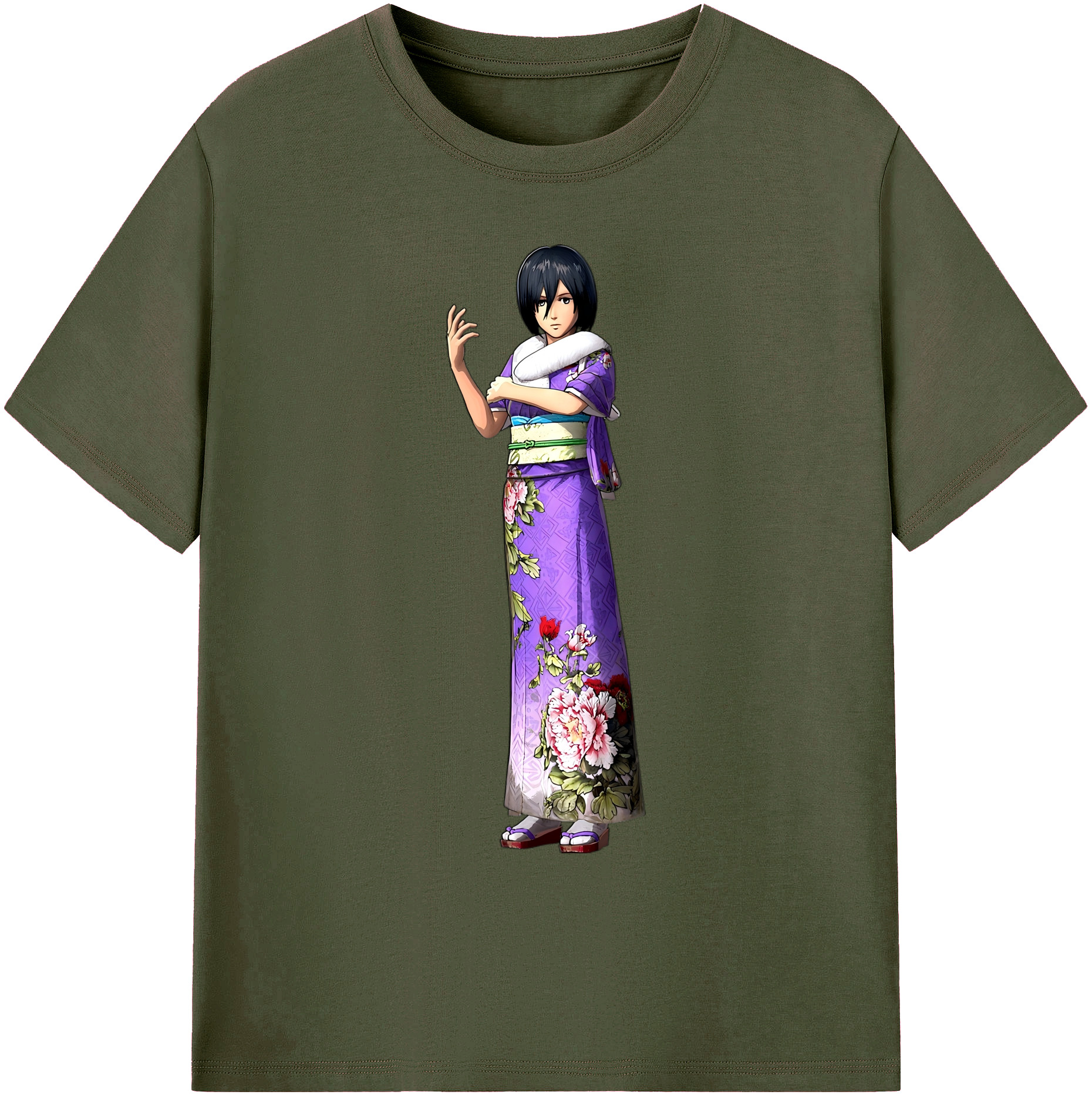 （画像用） 進撃の巨人 ミカサ·アッカーマン Attack on Titan Mikasa Ackerman 綿100％ メンズ半袖Tシャツ｜肌触りやわらか＆通気性